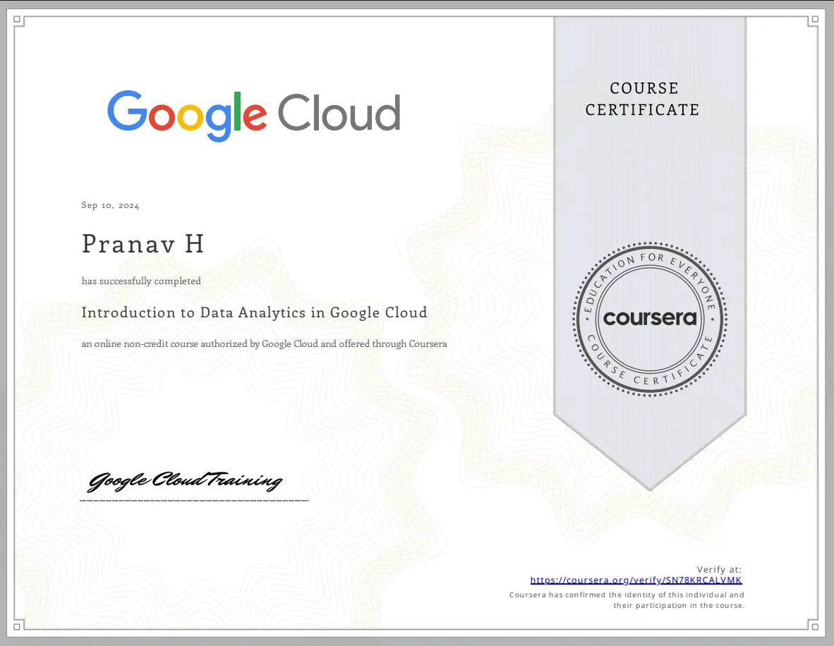 Introduction to Data Analytics in Google Cloud